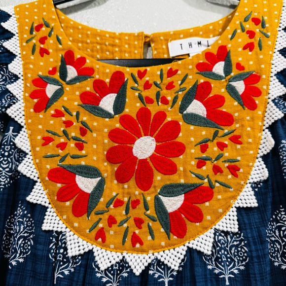 Anthropologie THML Dres Embroidered Floral Design Size Small - Picture 6 of 16